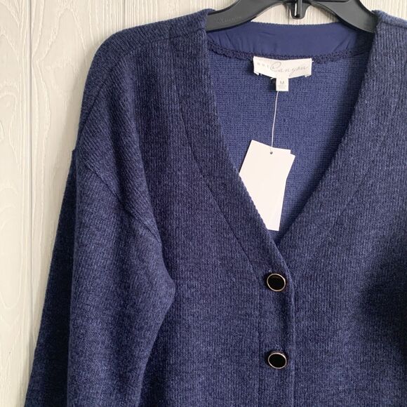 Brea Canyon Navy Blue Button Cardigan Sweater Size Medium NWT - Picture 2 of 4